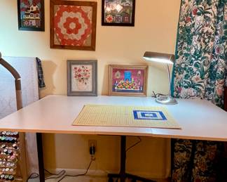 Fold Out Crafting/Sewing Table, Framed Fabric Art
