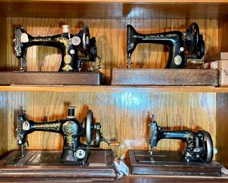 Antique Sewing Machines, Singer, Nelsons, JDW & Co. Antique Sewing Machine With Original Wooden/Crate Box