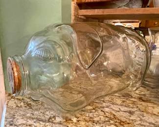 Vintage Large Libbey Glass 5 Gallon Pig Bank with Cork Nose