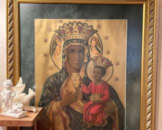 Vintage Framed Our Lady of Częstochowa Print