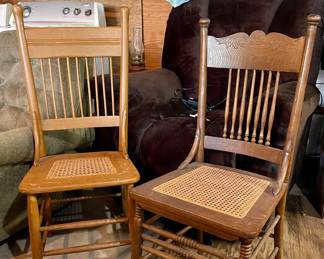 Antique Cane-seat Accent Chairs