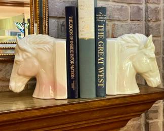 Handmade Ceramic Horse Bookends-Very Heavy