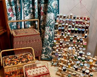 Vintage Sewing Boxes, Thread Holders with Thread