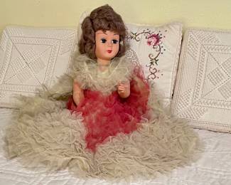 Beautiful Vintage Doll in Lace Dress