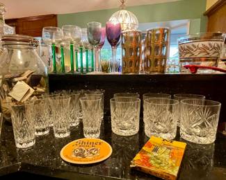 Vintage Cut Glass Crystal Barware, Jar of Vintage Matches