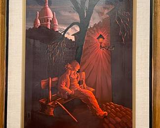 “Rest in Montmartre” Painting Signed by Russian Street Artist Riaboff