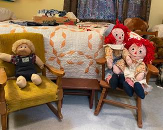Vintage Child’s Rocking Chair, Vintage Cabbage Patch, Raggedy Ann & Andy