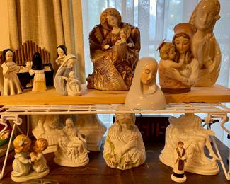 Vintage Religious Figurines, Vintage 60’s Kurt Adler Paper Mache Madonna and Child