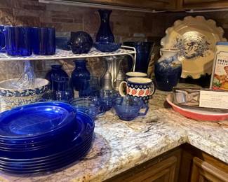 Cobalt Glassware Kitchenware, Pottery Pie Plate