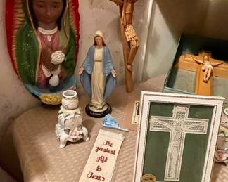 Vintage Light-up Mary, Crucifixes