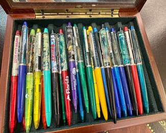 Vintage motion pens from several locations around the United States