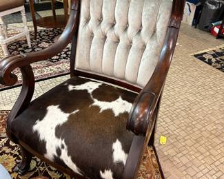 UNIQUE cowhide and velvet wood chair