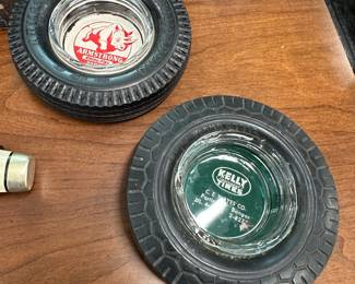 Vintage KELLY TIRES & ARMSTRONG RHINO-FLEX TIRE ashtrays