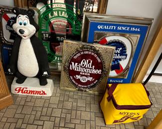 Hamm's styrofoam bear and many, many beer/bar signs!