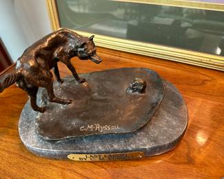 C.M. RUSSELL bronze sculpture - "The last laugh"