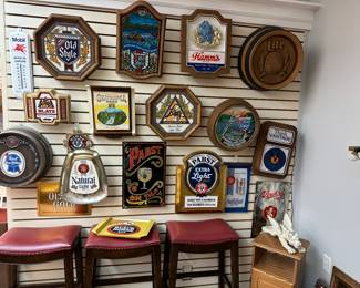 More beer signs and (3) bar stools