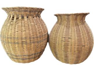 Pair Large Handwoven Baskets