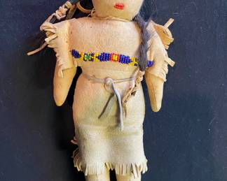Handmade Native American Doll with Beaded Outfit