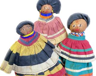 Set of 3 Vintage Seminole Indian Dolls