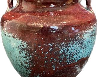Ceramic Red/Blue Glazed Pottery Marked Jugtown Ware