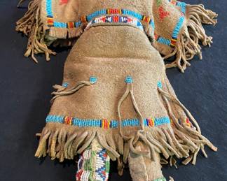 Handmade Native American Doll in Beautiful Leather Beaded Dress
