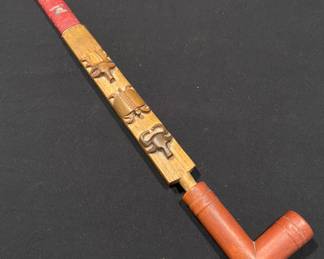 Native American Carved Pipe Stem and Pipe Bowl