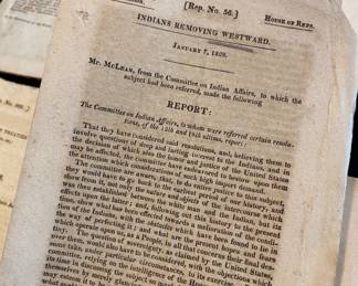 Collection of Historic 1830s Government Documents related to Native Americans