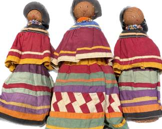 Lot of 3 Vintage Seminole Indian Dolls