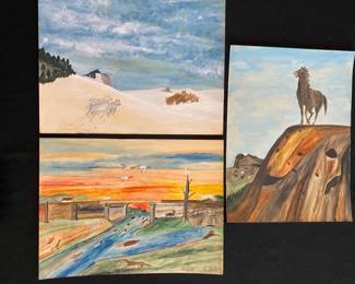 Collection of Three Original Unframed Watercolor Paintings