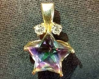 Mystic Topaz 14K Gold Pendant 