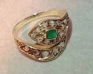  01 Diamond Emerald 14K Gold Ring 