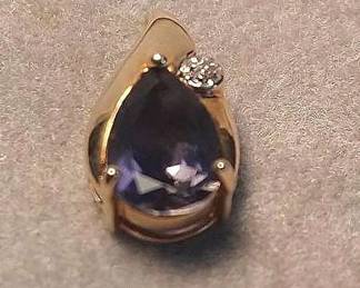 14K Gold Amethyst Pendant 