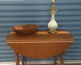 Table Lamp And Wooden Bowl