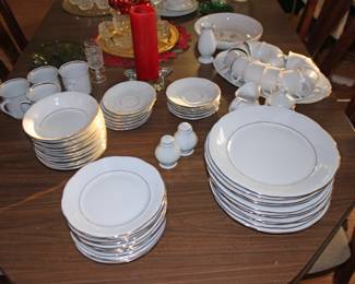 China with Silver Edge Trim Glassware