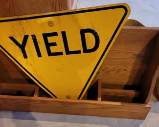 Storage shelf for Desk or wall Yield Sign