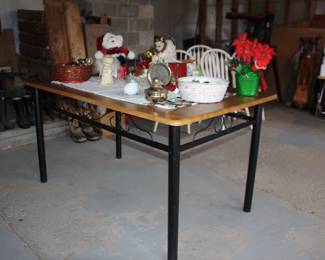 Christmas Ornaments and Nice Rectangular Wood Top Table