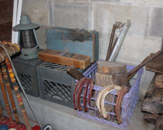 Camping Stove, Lantern, Horseshoes