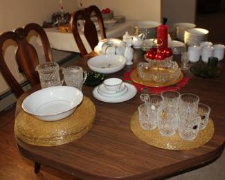 Glassware, Pticher, Table Chairs, Candle