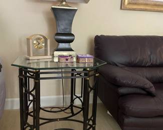 Very nice glass and wrought iron end tables.