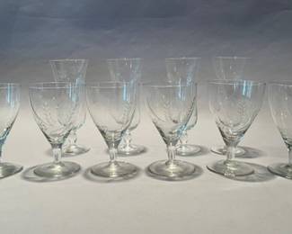 Vintage Etched Glasses - (4) Parfait And (6)stemmed Water, Circa 1940