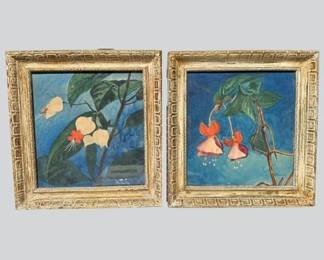 Pair Of Floral Watercolor Paintings, Signed Andorka