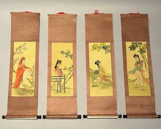 Miniature Hanging Scrolls Depicting Women