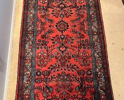 Iranian Tabriz Wool Runner Having A Red Ground With Blue, White And Tan Decoration