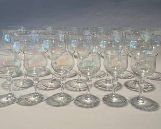 Opalescent Water And Wine Glasses, Mid 20th Century