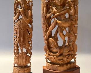 Indian Wood Carvied Shiva Sculpture And Hindu Wood Carved Sculpture