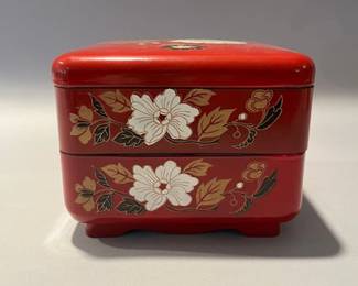 Japanese Two Tier Wood Lacquer Box
