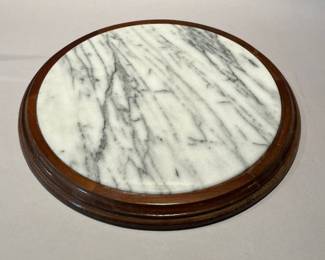 Circular Wooden Cheese Board With Marble Insert