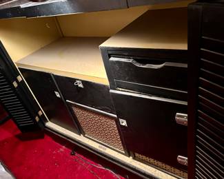 Vintage Black Lacquer Bar w/ gold trim 
60w x 20d x 48h $200