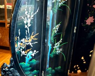 2 sided Chinese Jade & Black Lacquer 4 panel folding screen 76”w x 73”h $1295