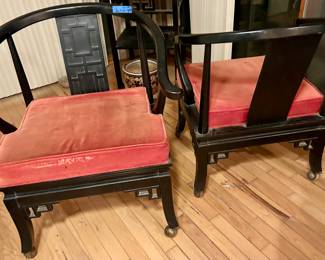 (2) Ming Horseshoe Caster Chairs 
26”w x 19”d x 18” floor to seat $395 ea